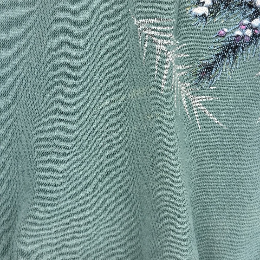 90's VTG Morning Sun M Blue Sweatshirt Chickadee Christmas Collar Pullover‎ - Picture 10 of 11